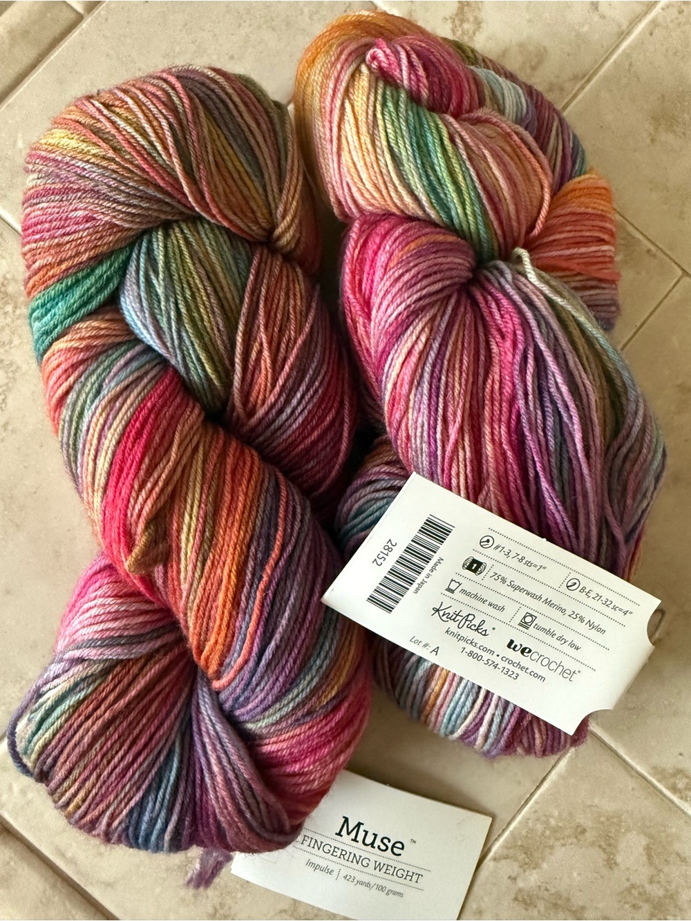 Muse Fingering Weight Multicolor Yarn - Vibrant Pastel Rainbow - Impulse